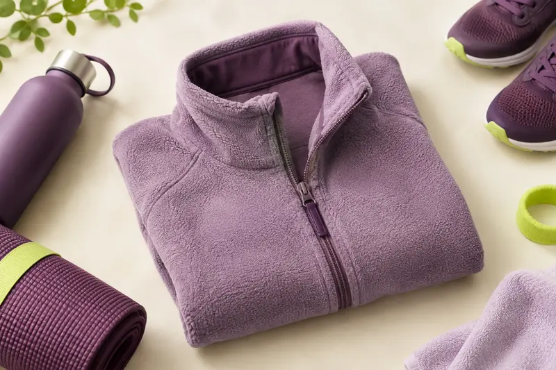 Veste polaire de sport pliée avec sa texture visible